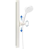 Shower Slide Bar with Height and Angle Adjustable Handheld Shower Head Holder |Strong Adhesive Disc Mount or Drilling Installation (Aluminum Alloy Material) (White)