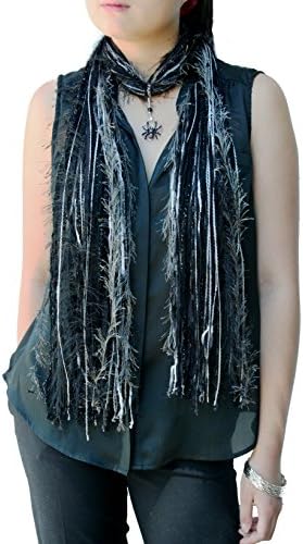 Black Crystal Spider Halloween Accessory Necklace Scarf