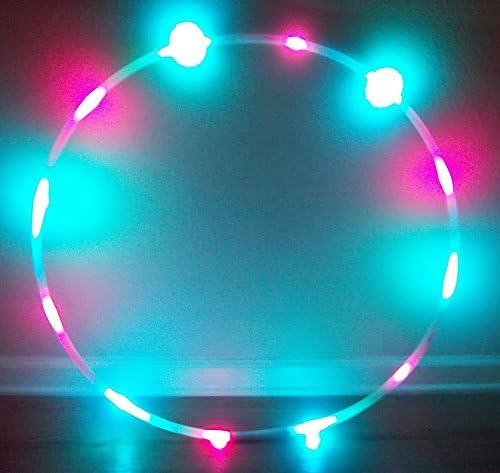 LED Hulahoop hula hoop 30" OD, Hot Pink &amp; Aqua (COTTON CANDY) 3/4" HDPE tubing, 8 Ounces with Charger and rechargeable battery (30")