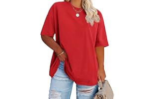 Fisoew Women's Plus Size T Shirts Oversized Tees Summer Half Sleeve Crew Neck Tunic Tops