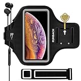 RUNBACH iPhone 11 Pro Max/iPhone Xs Max Armband, Sweatproof Running Exercise Bag with Fingerprint Touch and Card Slot for 6.5 Inch iPhone 11 Pro Max/iPhone Xs Max(Black)