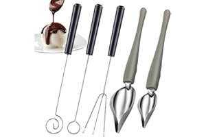 Chocolate Dipping Tools and Culinary Decorating Spoons Set, 3-Piece Stainless Steel Candy Dipping Forks and Sauce Drawing Spo