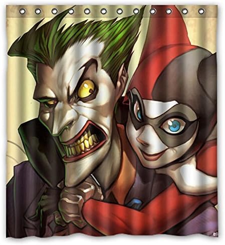 Custom Carton Joker Harley Quinn Waterproof Bathroom Shower Curtain Polyester Fabric Shower Curtain Size 66 X 72
