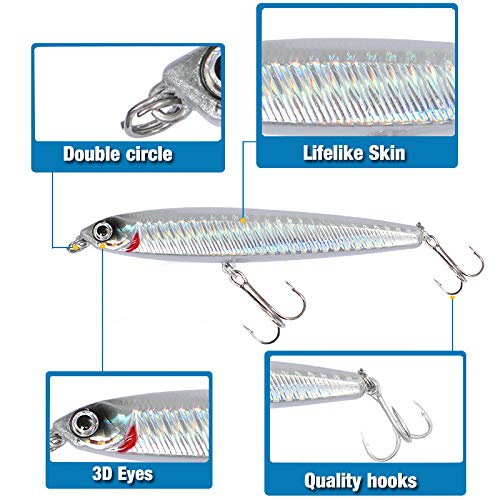 xiangen Fishing Lure Big Hard Bait Fish Bait with Three-Claw Hooked Fish Bait 3D Eye Bait Bait Drop for Bass Trout Fish One
