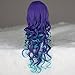 Miss U Hair Women Long Curly Gradient Blue & Purple Party Cosplay Costume Wig C023