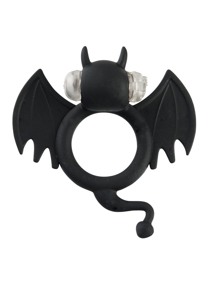 S-Line Stretchable Silicone Vibrating Funny Cockring Badbat Black