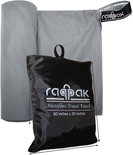 Microfiber Towel for Travel, Beach, Bath, Gym, Camping - XL Extra Large but Compact, Antibacterial and Quick Dry with Small Carry Pouch (Gray, 60 x 30 Inches)