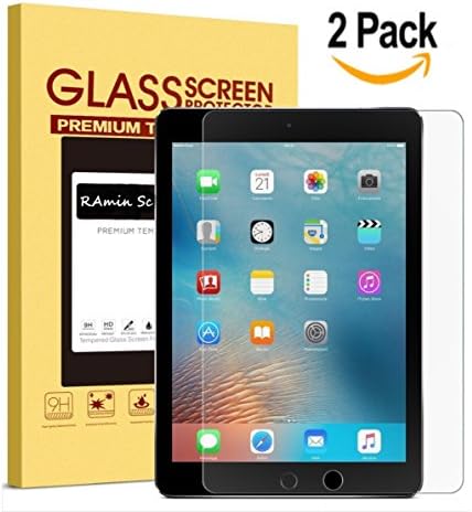 [2 PACK] iPad 9.7 screen protector/ iPad Pro 9.7 / iPad Air 2 / iPad Air Screen Protector, RAmin Tempered Glass Screen Protector - Apple Pencil Compatible / 2.5D Round Edge / Scratch Resistant
