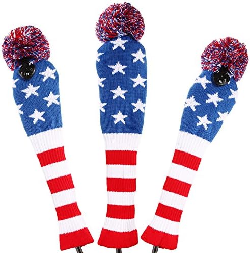 3Pcs/Set Golf Knited Cover Pom Pom Headcover for Driver and Wood