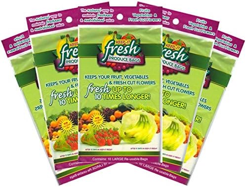 Keep it Fresh BPA Free Re-Usable Freshness Produce Bags - Set of 50 Gallon Size Bags