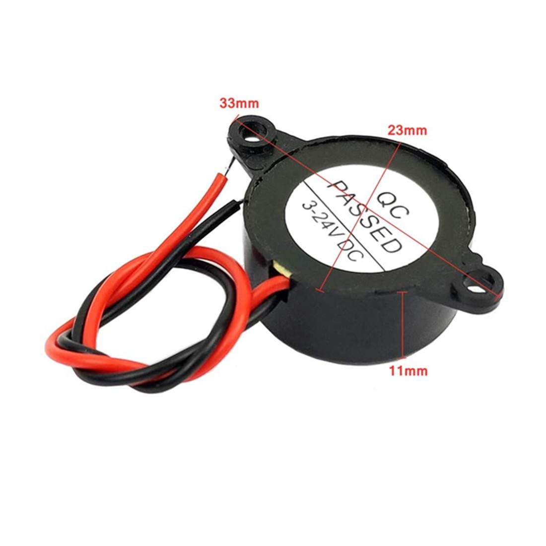 bnafes DC 3-24V Active Piezo Buzzer 85 db with Industrial Audio Inside 2-Wire Leads Electric Alarmer 10PCS