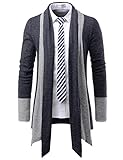 TheLees (NKCD94) Open Front Double Shawl Collar Cardigan Sweaters CHARCOAL US M(Tag size M)