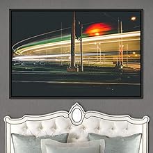 signwin Framed Canvas Wall Art Light Exposure Colorful Industrial Lights Multicolor Neon Photography Places Portrait Realism - 24x36 inches