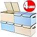 Larger Storage Cubes [4-Pack] Senbowe 33 Quart Linen Fabric Foldable Collapsible Storage Cube Bin Organizer Basket with Lid, Handles, Removable Divider For Home, Nursery, Closet - (16.5 x 11.8 x 9.8”)