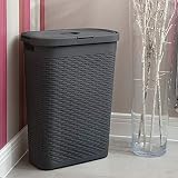 Addis Faux Rattan Slim Laundry Hamper Charcoal 40 Litre view 4