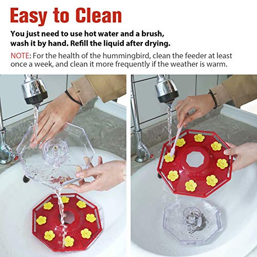 Ordenado Hummingbird Feeder, 16 oz Fluid Hummingbird Feeder for Outdoor, Hanging Bird Feeder with 8 Feeding Ports, Easy to Fill & Clean, Not Easy to Leak