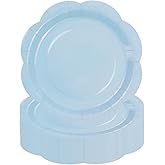 KFJBPB 50 Pack Blue Paper Plates 7 Inch, Disposable Scalloped Plates Cake Dessert Plate for Dinner Baby Shower Wedding Bridal Shower Birthday Party Supplies (Blue, 7 inch)