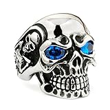 LINSION 316L Stainless Steel Blue CZ Eyes Titan Skull Mens Boys Biker Rock Ring 3A201 (15)