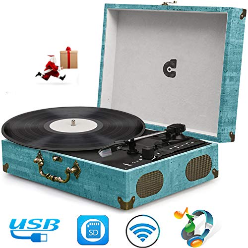Record Player Turntables for Vinyl Records Suitcase Portable Record Player with Speakers Vinyl Record Player Wireless Turntable Vinyl Player Vintage Record Player Support USB SD Phonograph