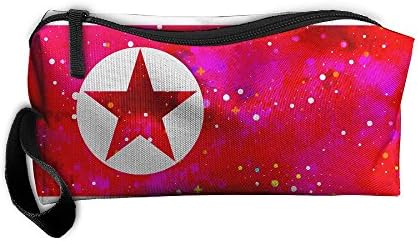 North Korea Flag Pencil Case Holder Zipper Pencil Bag Makeup Bag Cosmetic Bag Coin Purse Pouch Travel Toiletry Bag Multi-Purpose Bag 7.9 X 2.4 X 3.5
