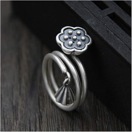 Qyxjj Qlbf Sterling Ring Schmuck Einfacher Ring Punk Arbeiten Sie Einfache Unisexgeliebte Silberne Ringe S999 Sterling Silber Lotus Ring Thai Silber Retro Ethnische Art Voll Silber Ring Damen Amazon De Kuche Haushalt