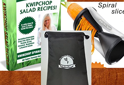 #1 Premium Spiral Slicer Vegetable Spiralizer Complete Bundle-Kwikchop Vegetable Cutter zucchini Pasta Noodle Spaghetti Maker With Amazing Bonus-Salad Recipe eBook, Cleaning Brush And Waterproof Bag - Thumbnail 7