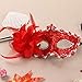 FaceWood Masquerade Mask Mardi Gras Mask for Women Handmade Venetian Party Prom Ball.(Red)