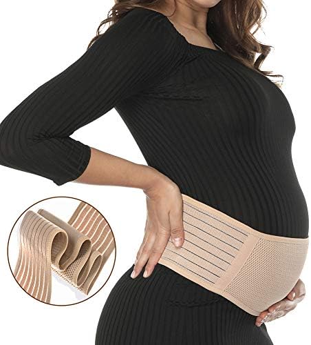 Maternity Supports Belt, Pregnancy Supports Belt Plus Size Belly Bands. Breathable Abdominal Binder, Back Support, One Size(fits Waists 32-48 inches), Beige