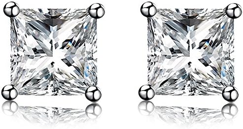 Jemeira Atwood 925 Sterling Silver Princess Cut Simulated Diamond CZ Stud Square Earrings