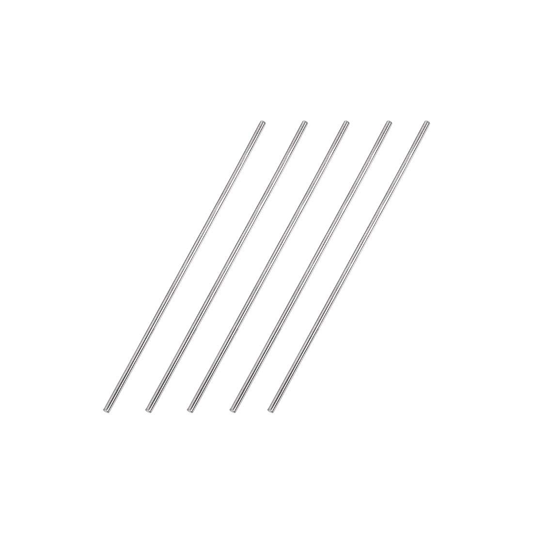 sourcing map 2mm x 100mm 304 Stainless Steel Solid Round Rod for DIY Craft - 5pcs