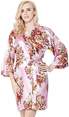 Endless Envy Bridesmaid Floral Robes Wedding Bride (Large/XLarge, Pink)