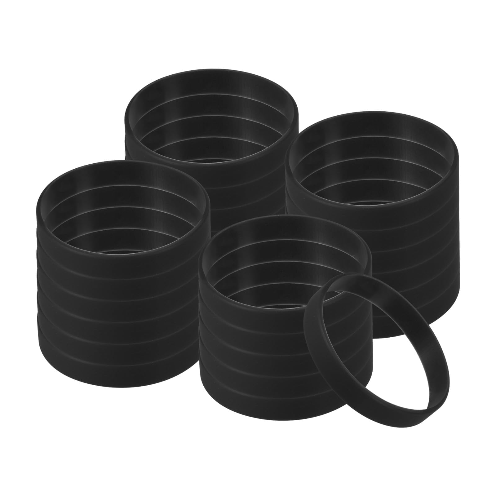 PATIKIL Silicone Bracelets, 24 Pack Colored Rubber Wristbands Blank Stretch Sports Bands for Adults Teen Sports Team Games, Black
