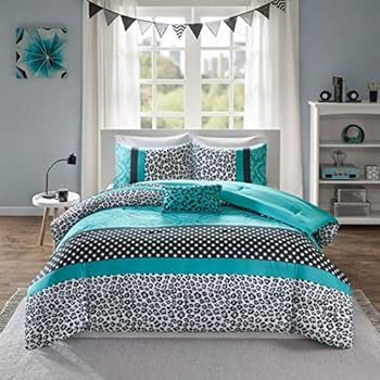 Amazon Com 3 Piece Multi Teal Cheetah Print Comforter Twin Twin