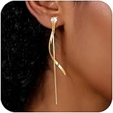 Gold Dangle Earrings for Women Teens Trendy Elegant Drop Clip on Earrings Hypoallergenic Diamond Spiral Earring Anniversary Birthday Gifts for Women Gold Prom Jewelry