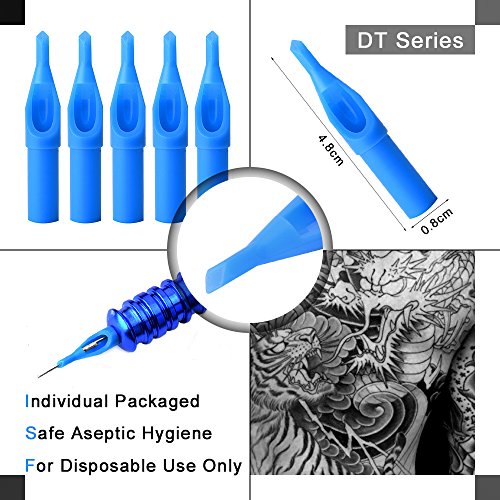 ATOMUS 50pcs Mixed Tattoo Needle Tips Disposable Plastic Assorted Tips 3RT, 5RT, 7RT, 9RT, 3DT, 5DT, 7DT, 9DT, 5FT, 7FT, Tattoo Round Flat/Magnum Diamond Tips (Mixed) - Thumbnail 2