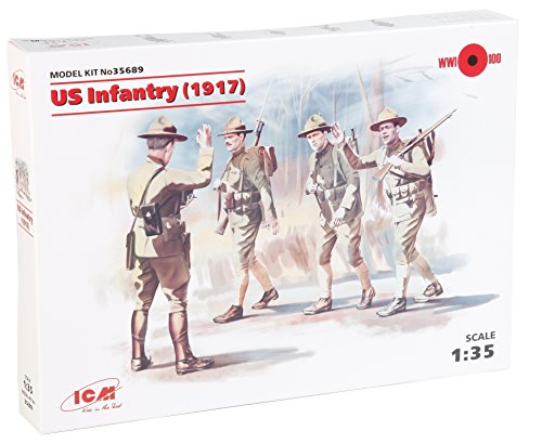 ICM TrailerÂ â€“Â 1/35Â WWI US Infantry 4Â Figures Plastic Model Kit
