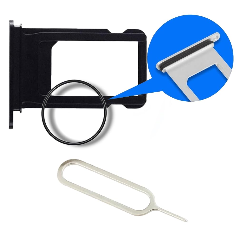 MMOBIEL SIM Card Slot Tray Holder Replacement Compatible with iPhone 11 Pro / 11 Pro Max 2019 - Incl. Rubber Gasket and Sim Pin - Gray