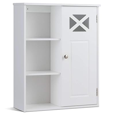 Tangkula Wall-Mounted Bathroom Medicine Cabinet with Open Shelves