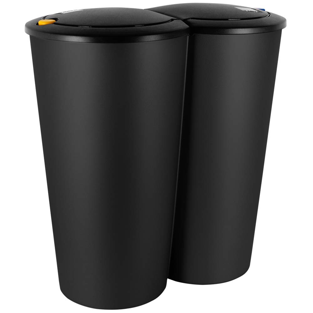 Double Waste Recycling Bin 50 Litre Rubbish Trash Dust Bins for Food