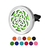 HOUSWEETY Car Air Freshener Aromatherapy Essential Oil Diffuser - Celtic Knot Stainless Steel Locket,11 Refill Pads (30mm)