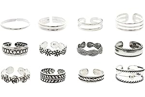 VALICLUD 12 Pieces Unisex Adjustable Toe Joint Rings Set Electroplated Geometric Opening Foot Rings Lightweight for Casual Be