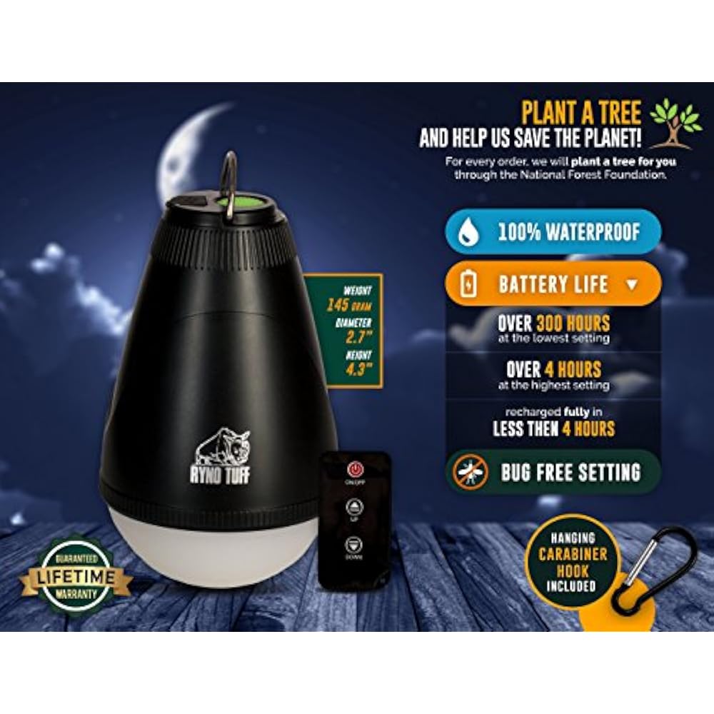 Camping Lights Tent Remote Control, USB Rechargeable Ultra Bright LED