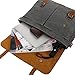 Lifewit Genuine Leather Flap Vintage 15.6 Inch Laptop Canvas Messenger Satchel Bag (Grey)