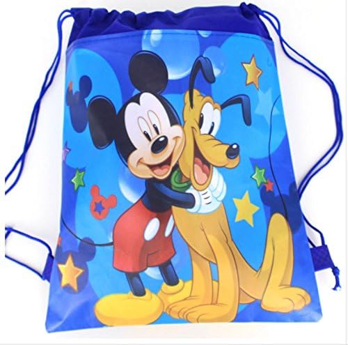 JDProvisions 12 Piece Disney Mickey Minnie Drawstring Bag Backpack for Party Favors Goodie Gift Birthday Bags (Mickey&Pluto)