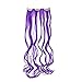 SWACC 7 Pcs Full Head Party Highlights Clip on in Hair Extensions Colored Hair Streak Synthetic Hairpieces (20-Inch Curly, Purple)