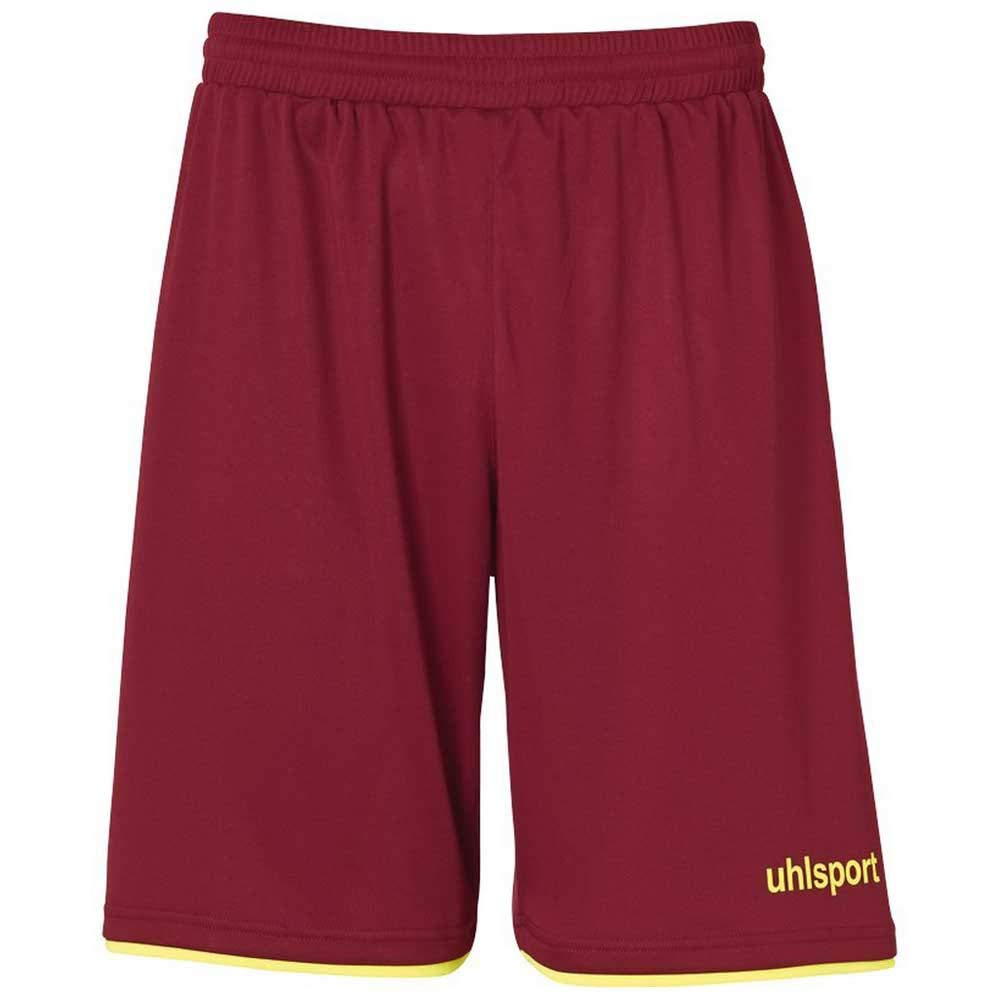 uhlsport Club Men's Football Shorts, Mens, 100380606, Burgundy/Fluorescent Yellow, 2XL