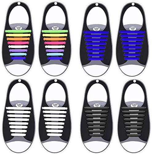 No Tie Shoelaces for Kids & Adults(4/6 Packs), Silicone tieless Elastic Shoe Lace for Flat Sneakers Board Shoes-Waterproof