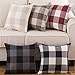 4TH Emotion Set of 2 Farmhouse Buffalo Check Plaid Throw Pillow Covers Cushion Case Polyester Linen for Fall Home Decor Black and White, 16 x 16 Inches