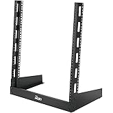 Tecmojo 2 Post 12U Desktop Server Rack Small Open Frame Rack for 19in AV/Data/Audio/Studio Equipment Free Standing Home/Office Rack,Tapped Hole
