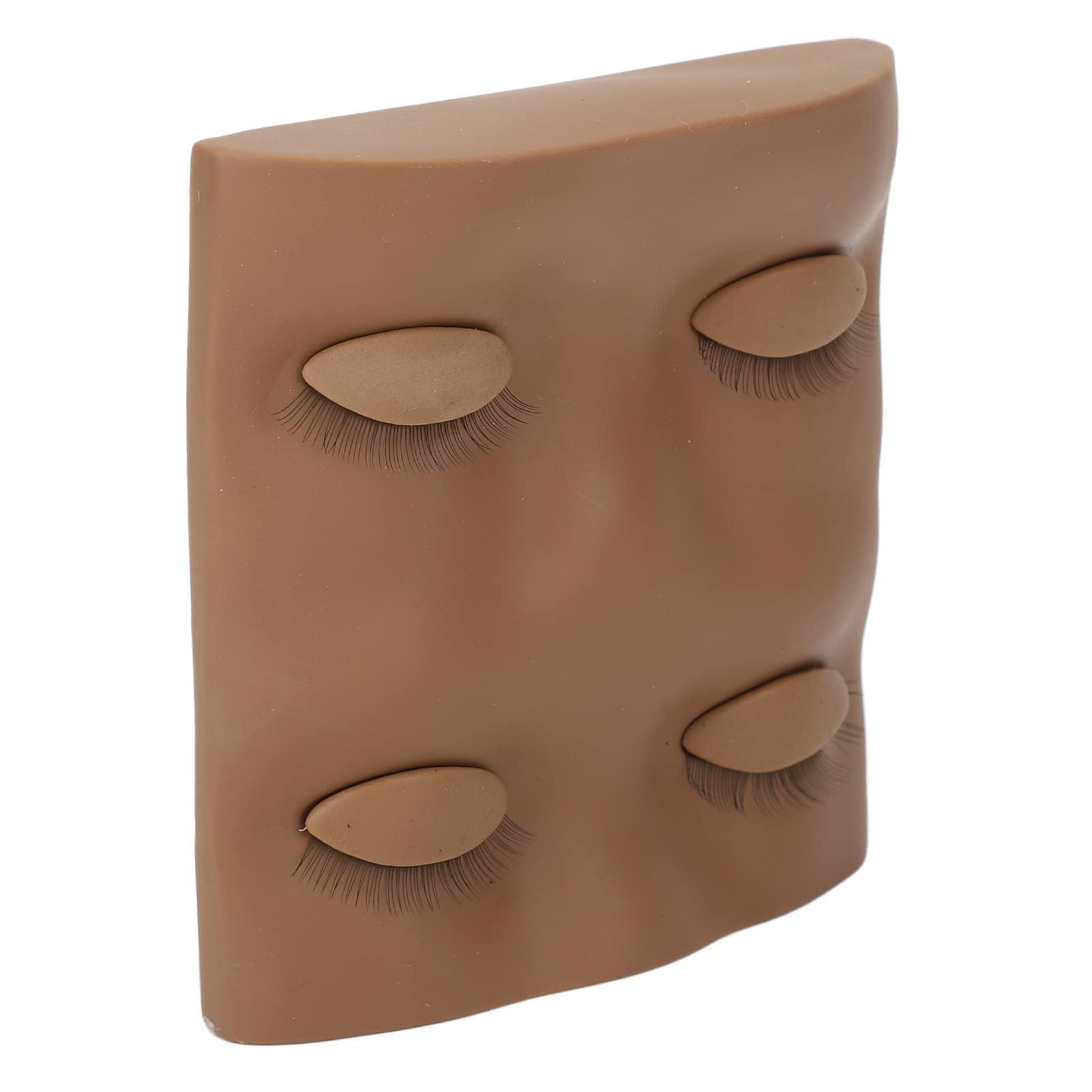 Eyelashes Extension Mannequin Head, Lash Mannequin Head Replaced Eyelids with 2 Pairs Removable Eyelids Simulation Design Silicone Makeup Practice Face for Makeup Training (Brown)